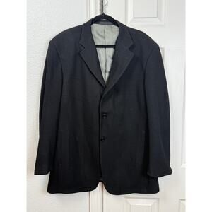 Vintage Gianni Wool Blazer Mens 44R Black Made USA Minimalist Classic